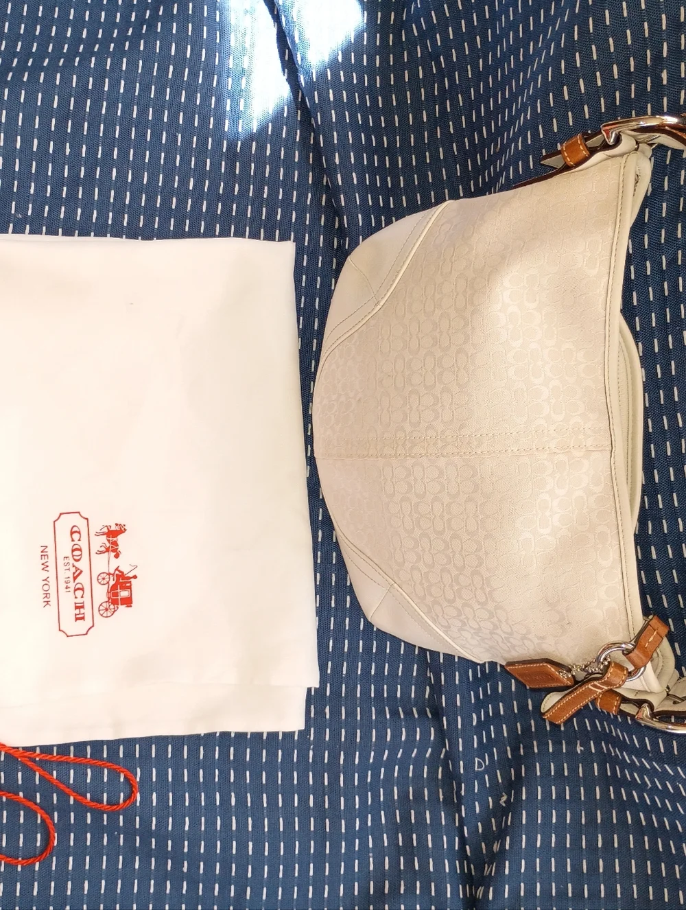 Coach NWOT Y2K White Signature Hobo Vintage Bag 1460 Jacquard Leather Spring - Picture 13 of 15